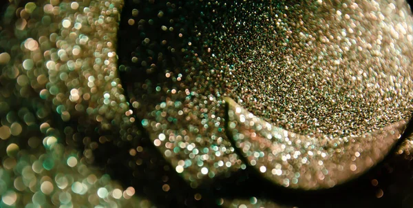 Brillo Verde Dorado Con Enfoque Selectivo Luces Bokeh Abstractas Brillante — Foto de Stock