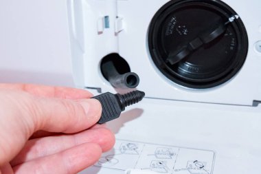 Bir açık filtre kapağı ile çamaşır makinesi, el tutar bölüm, anahtar, Bölüm