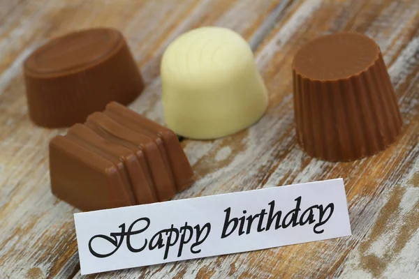 Happy Birthday Card Assorted Chocolates — Stock Photo, Image