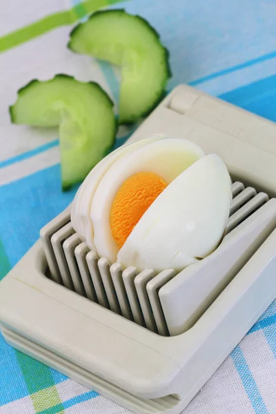 Hard Boiled Egg Egg Slicer Closeup — Stock Photo, Image