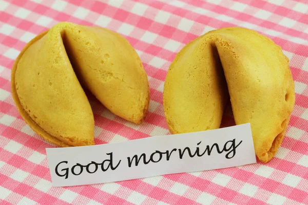 Bom Dia Cartão Com Biscoitos Sorte — Fotografia de Stock
