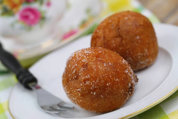 Mini Donuts Bestreut Mit Kastenzucker Nahaufnahme — Stockfoto