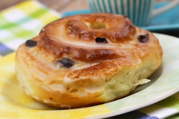Danish Pastry Glazed Icing Sugar Closeup — Stock Photo, Image