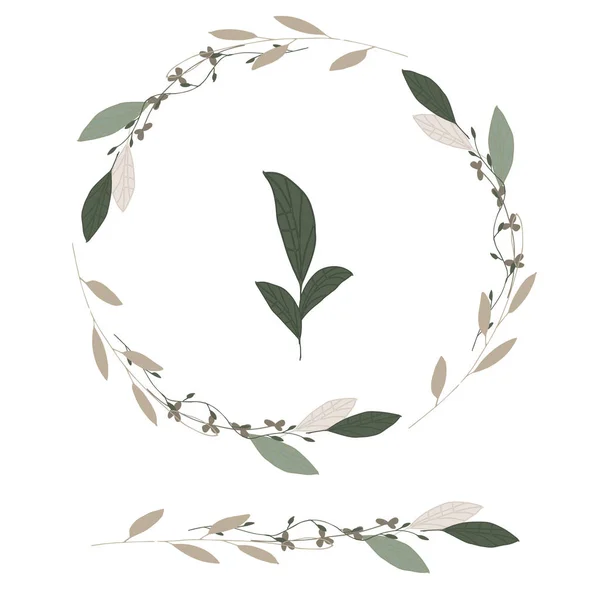 花卉框架 圆形手绘花卉框架在白色背景 婚礼贺卡 印刷品 贺卡插图的设计元素 — 图库矢量图片