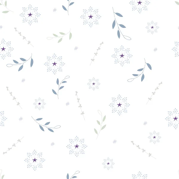 Modèle sans couture de branches abstraites et de fleurs sur fond blanc. dessiné à la main — Image vectorielle