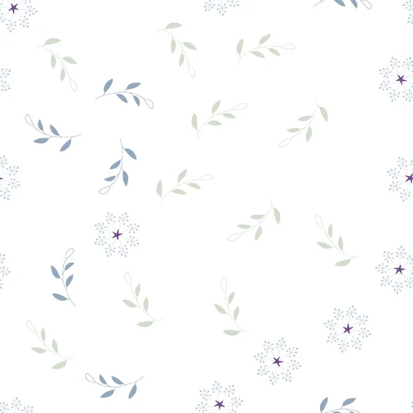 Modèle sans couture de branches abstraites et de fleurs sur fond blanc. vecteur dessiné à la main — Image vectorielle