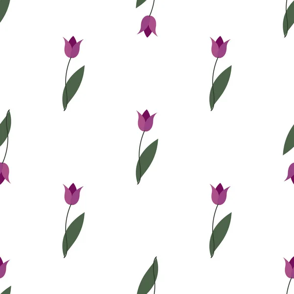 튤립 원활한 패턴. 벡터 간단한 배경입니다. 직물, 포장지, 배경에 대한 현대적인 꽃 디자인 — 스톡 벡터