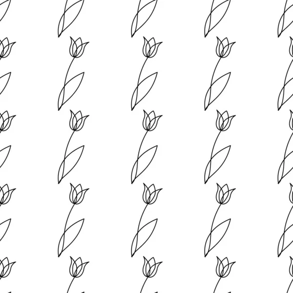 Тюльпаны бесшовные. Векторный простой фон. Современный дизайн цветов для ткани, оберточной бумаги, фона — стоковый вектор