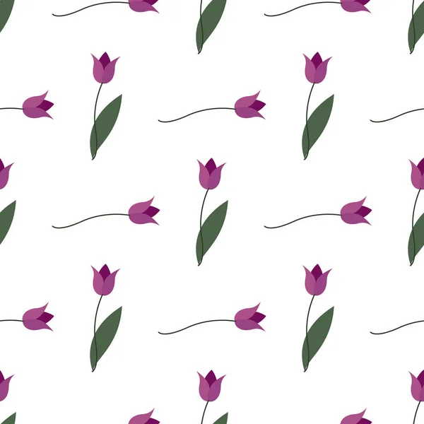 튤립 원활한 패턴. 벡터 간단한 배경입니다. 직물, 포장지, 배경에 대한 현대적인 꽃 디자인 — 스톡 벡터