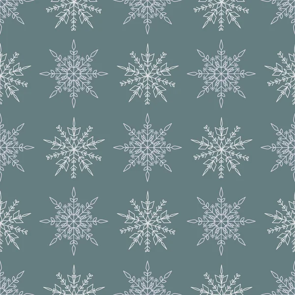 Vektor jul sömlösa mönster med snöflingor för förpackning, tapet illustration — Stock vektor