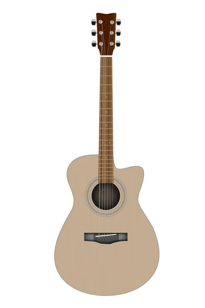 Trä akustisk gitarr isolat på vit bakgrund — Stock vektor