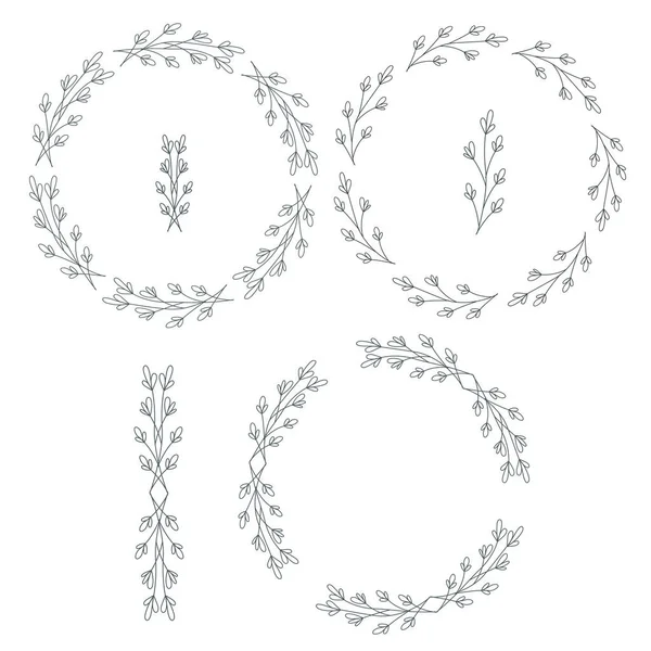 矢量花卉框架。圆形手绘花卉框架在白色背景。婚礼卡、印刷品、贺卡的设计元素 — 图库矢量图片