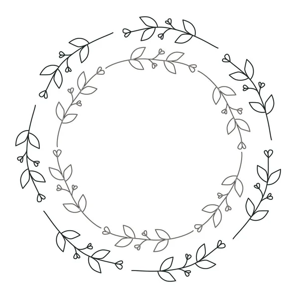 ベクトルフローラルフレーム。白い背景に丸い手描きの花のフレーム。ウェディングカード、プリント、グリーティングカードのデザイン要素 — ストックベクタ