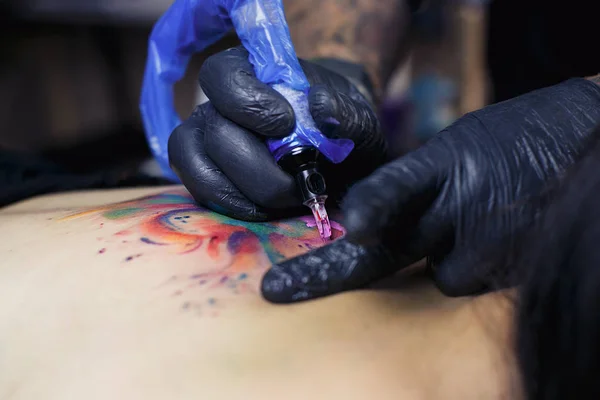 Close Tattoo Making You Can See How Master Works Diligently Royalty Free Stock Photos