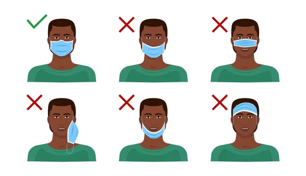 Instructies Voor Het Correct Dragen Van Een Medisch Masker Visuele — Stockfoto