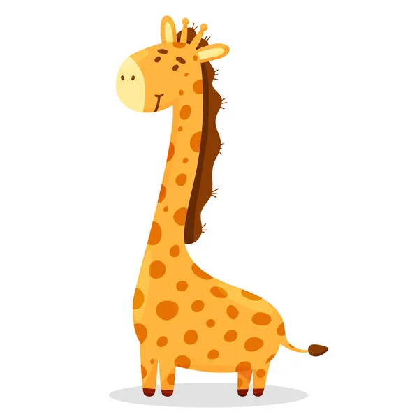 Happy Giraffe Hand Drawn Vector Illustration White Background — Stock Vector