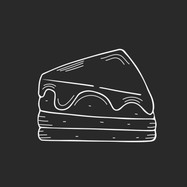 Siyah arkaplan tebeşir biçimi vektöründe ana hatlı pasta