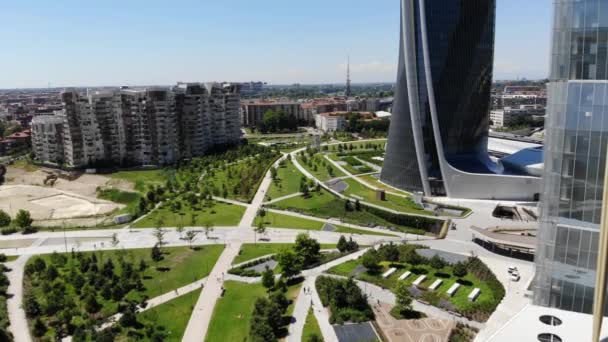 Відомі сучасні райони Мілана, Італія, CityLife, Aerial View, 2020 — стокове відео