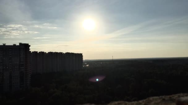 Stadsgezicht Zonsondergang Sillouette Timelapse Van Russische Stad — Stockvideo