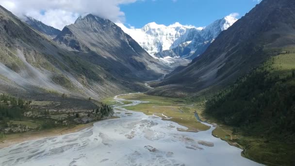 Les Vallées Des Montagnes Altaï Rivières Forêts Champs Lacs Coucher — Video