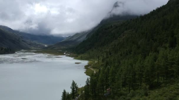 Valleien Van Altai Bergen Rivieren Bossen Velden Meren Zonsondergang Achtergrond — Stockvideo