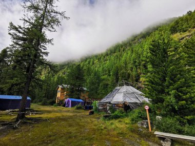 Altai dağlarının vadileri, nehirler, ormanlar, tarlalar ve göller. Puslu dağların, gökkuşaklarının ve sonsuz nehirlerin ardında gün batımı