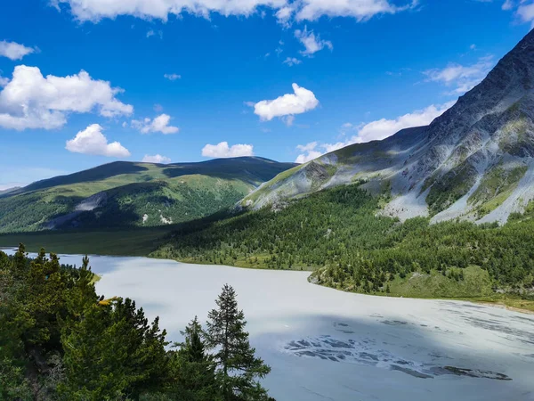 Les Vallées Des Montagnes Altaï Rivières Forêts Champs Lacs Coucher — Photo