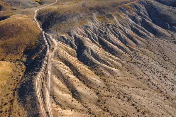 Vista Aérea Estrada Vale Montanha Marsiana Deserto Montanhas Incomuns Marte — Fotografia de Stock