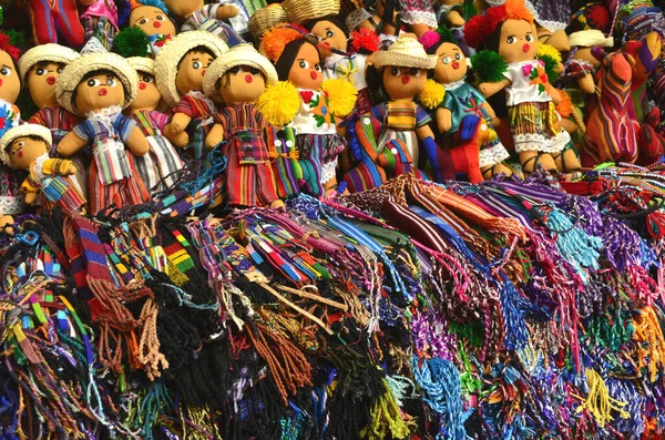 Muecas Tela Guatemaltecas Colores Guatemala — Stock Photo, Image