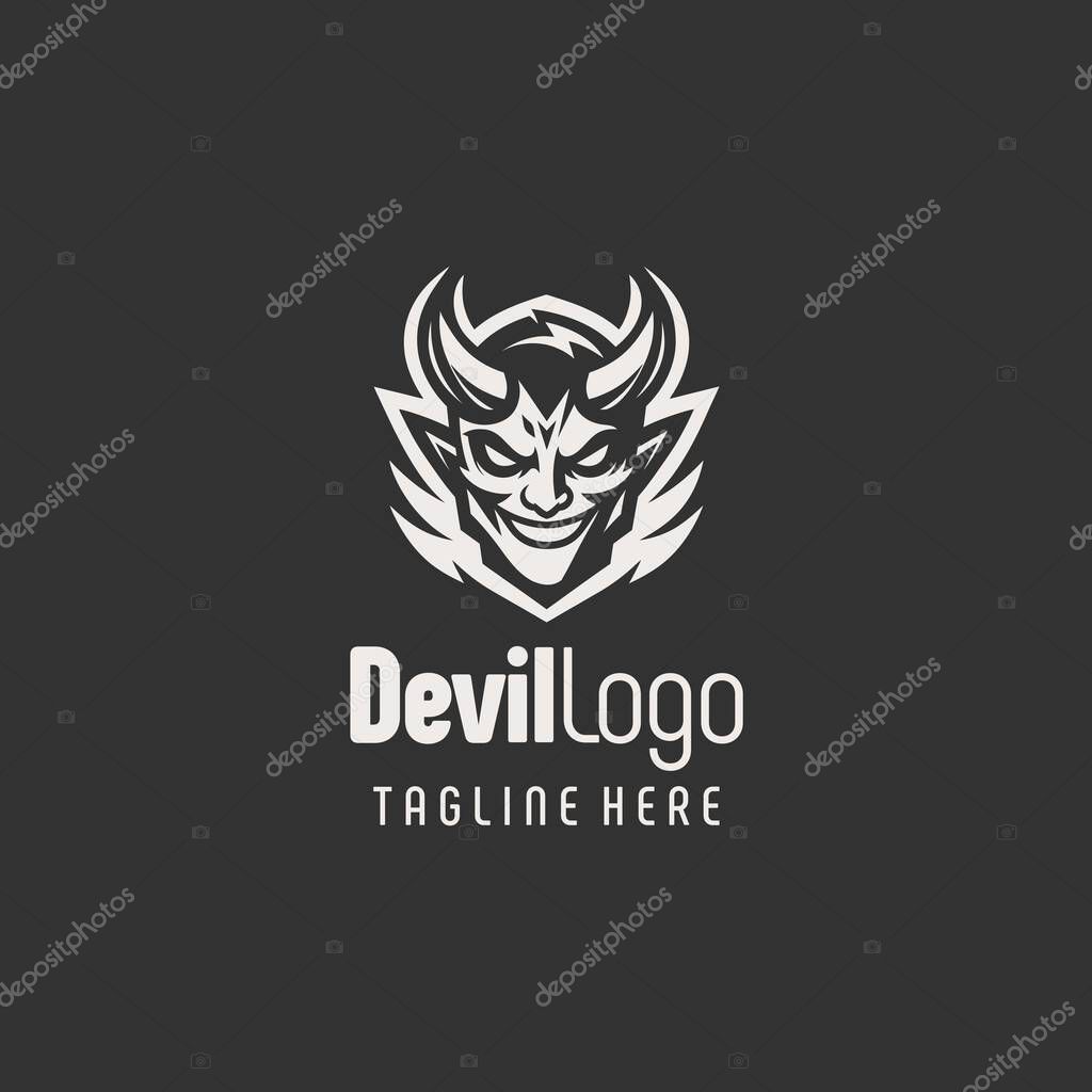 Vintage Black White Devil Emblem