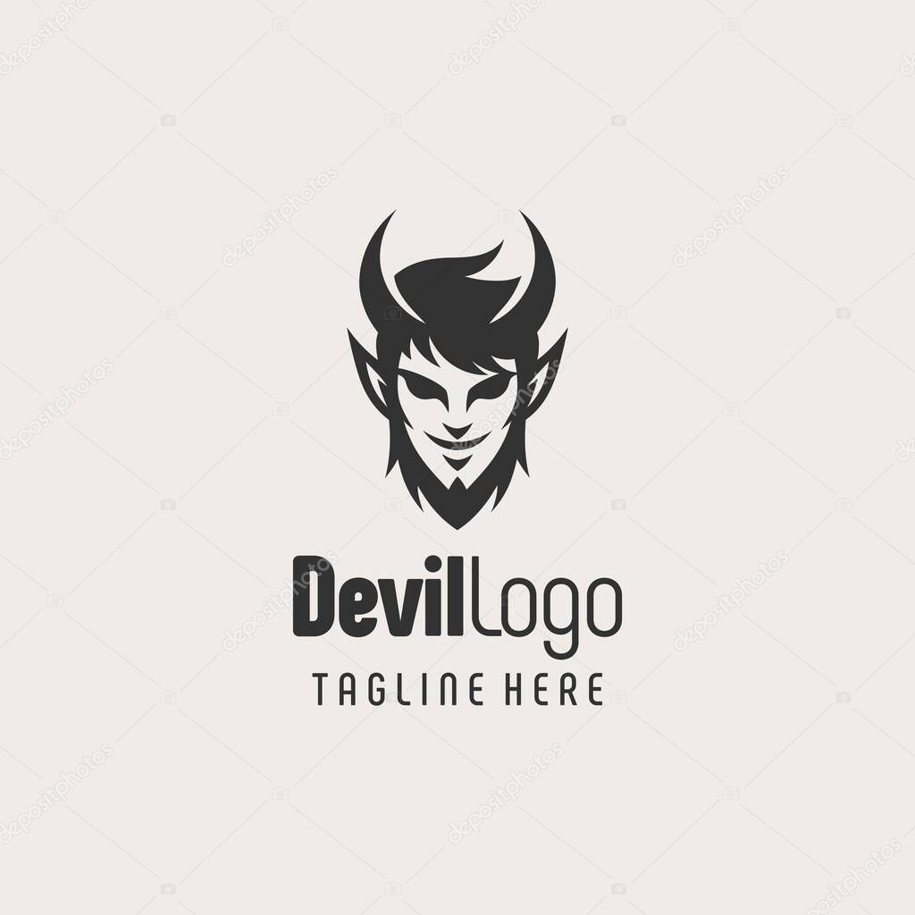 Unique Monochrome Devil Logo Design