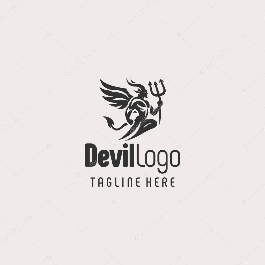 Stylish Devil Logo Branding Symbol