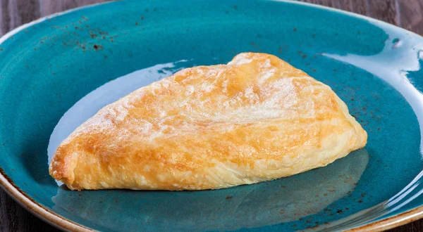 Grúz Khachapuri Flatbread Vagy Sajttal Lemez Házi Sütés Lapos Sütemény — Stock Fotó