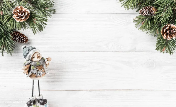 Ramas Abeto Navideño Con Conos Pino Decoración Navideña Sobre Fondo —  Fotos de Stock