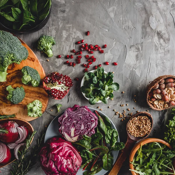 Surtido Verduras Frescas Orgánicas Para Cocinar Dieta Vegetariana Vegana Nutrición — Foto de Stock