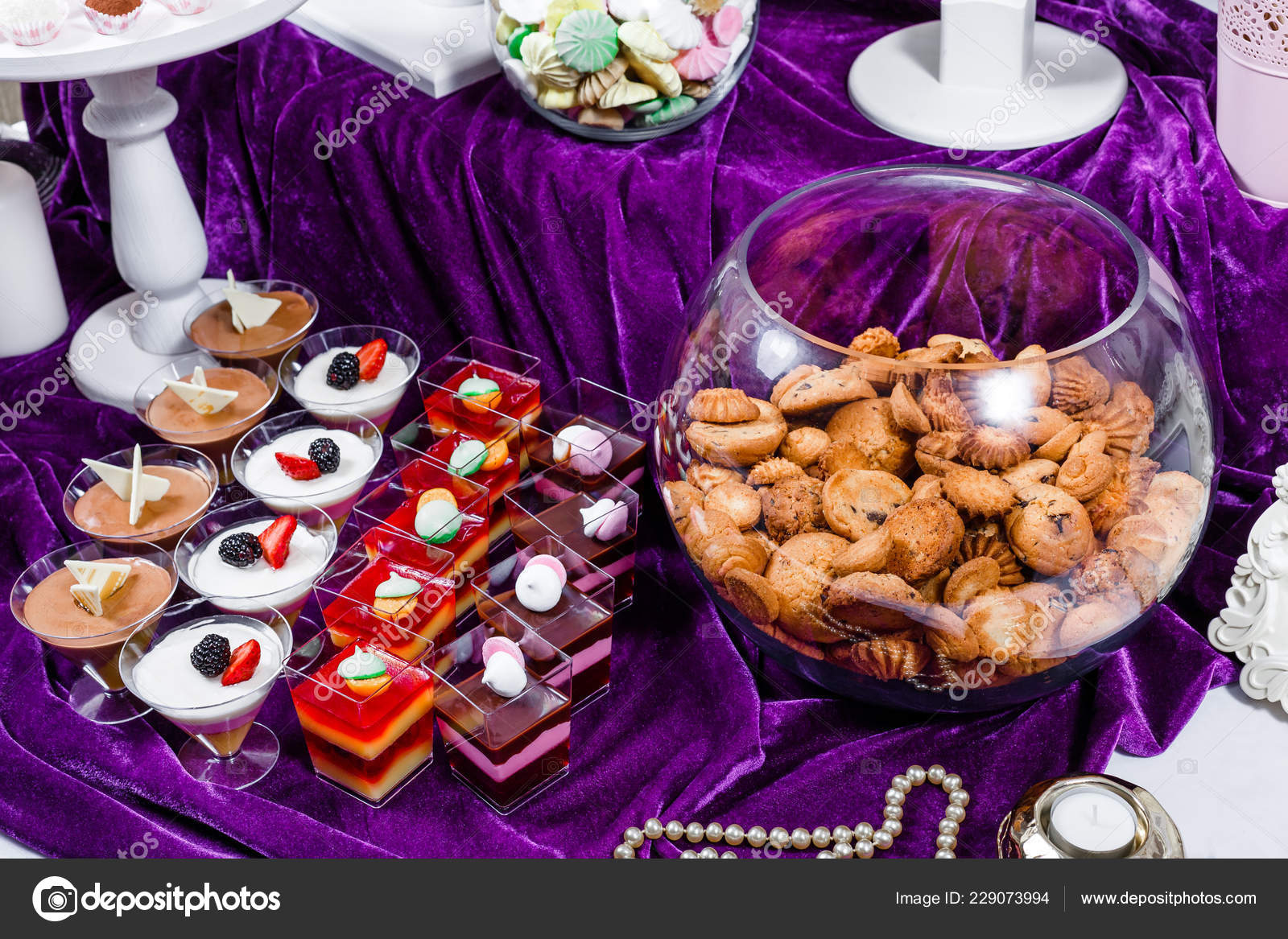 Candy Bar Wedding Reception Table Sweets Candies Dessert Meringues