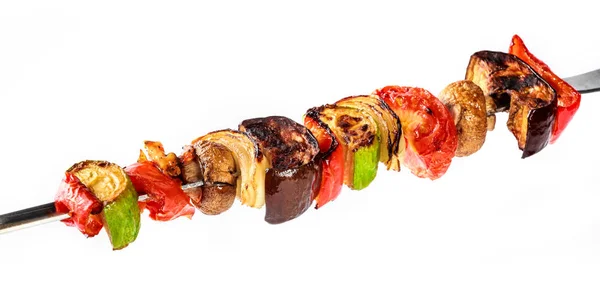 Brochetas Verduras Parrilla Pinchos Con Tomate Cherry Pimienta Champiñones Calabaza — Foto de Stock