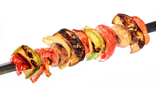 Grilled Vegetable Kebabs Skewers Cherry Tomato Pepper Mushrooms Squash Onion — Stock Photo, Image