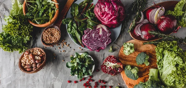 Surtido Verduras Frescas Orgánicas Para Cocinar Dieta Vegetariana Vegana Nutrición — Foto de Stock