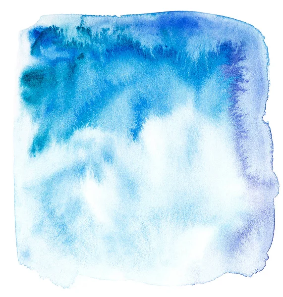 Blauer Aquarell Hintergrund Abstrakte Handbemalte Schablone Mit Ungleichmäßigen Kanten Aquarellwäsche — Stockfoto