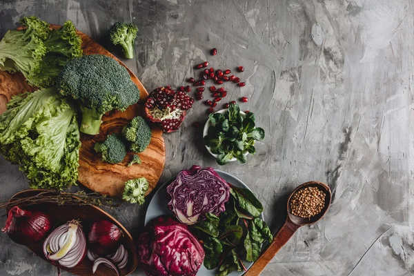 Surtido Verduras Frescas Orgánicas Para Cocinar Dieta Vegetariana Vegana Nutrición — Foto de Stock