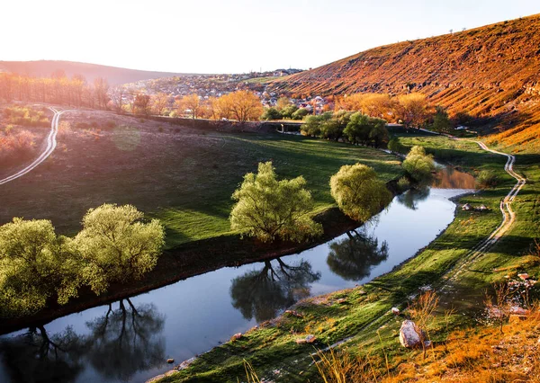 Moldova Old Orhei Nehir Bulunan Güzel Yaz Tepeleri Manzarası Zigzag — Stok fotoğraf