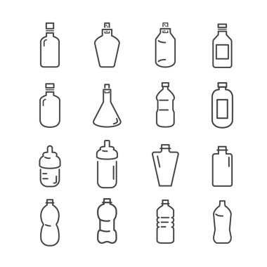 içecek ve şişe hattı simge seti