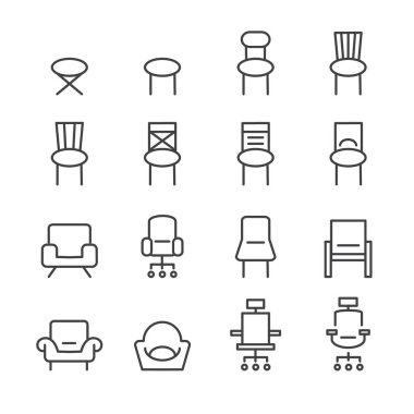 sandalye çizgi simgesi seti 2