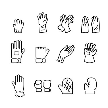 eldiven çizgi simge seti