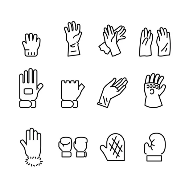 Handschuhe Line Icon Set — Stockvektor