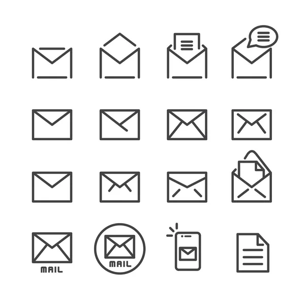 Línea Correo Icono Set Vector — Archivo Imágenes Vectoriales