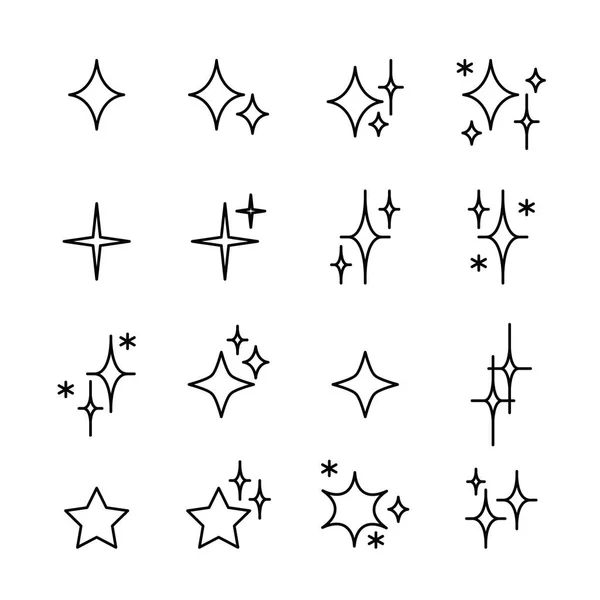Conjunto de ícones de linha sparkles . — Vetor de Stock