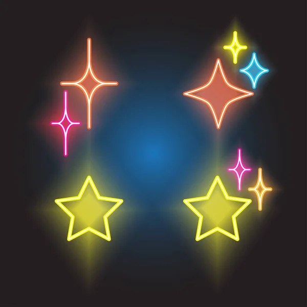 Sparkles lijn Neon icon Set3 — Stockvector