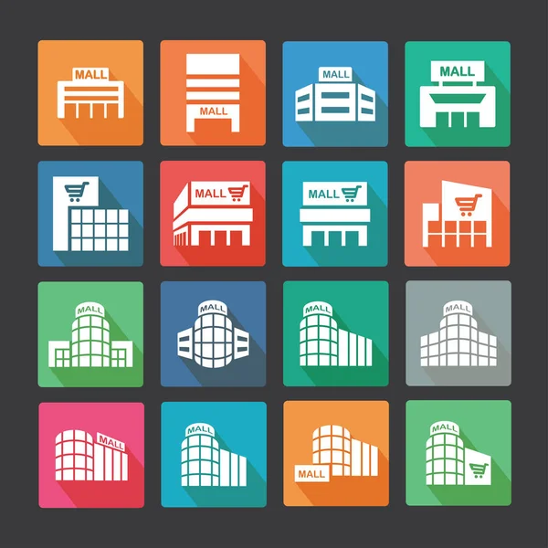 Shopping center flat icon set1 — Vetor de Stock